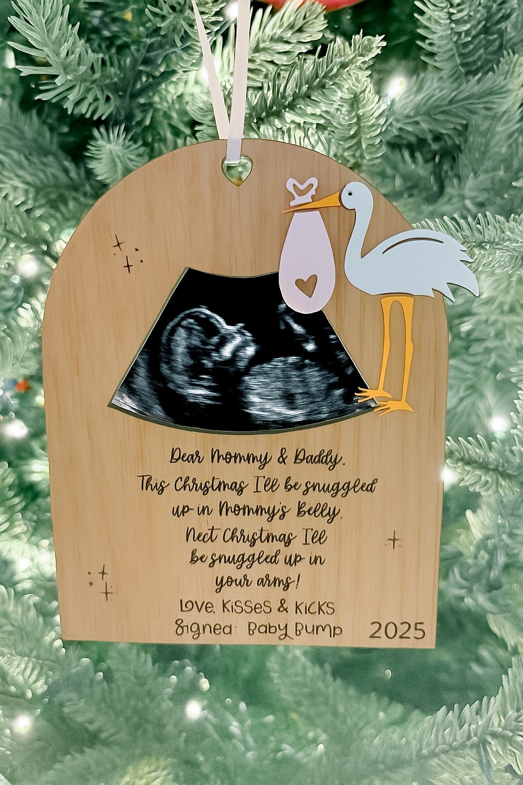 Baby Stork ultrasound ornament