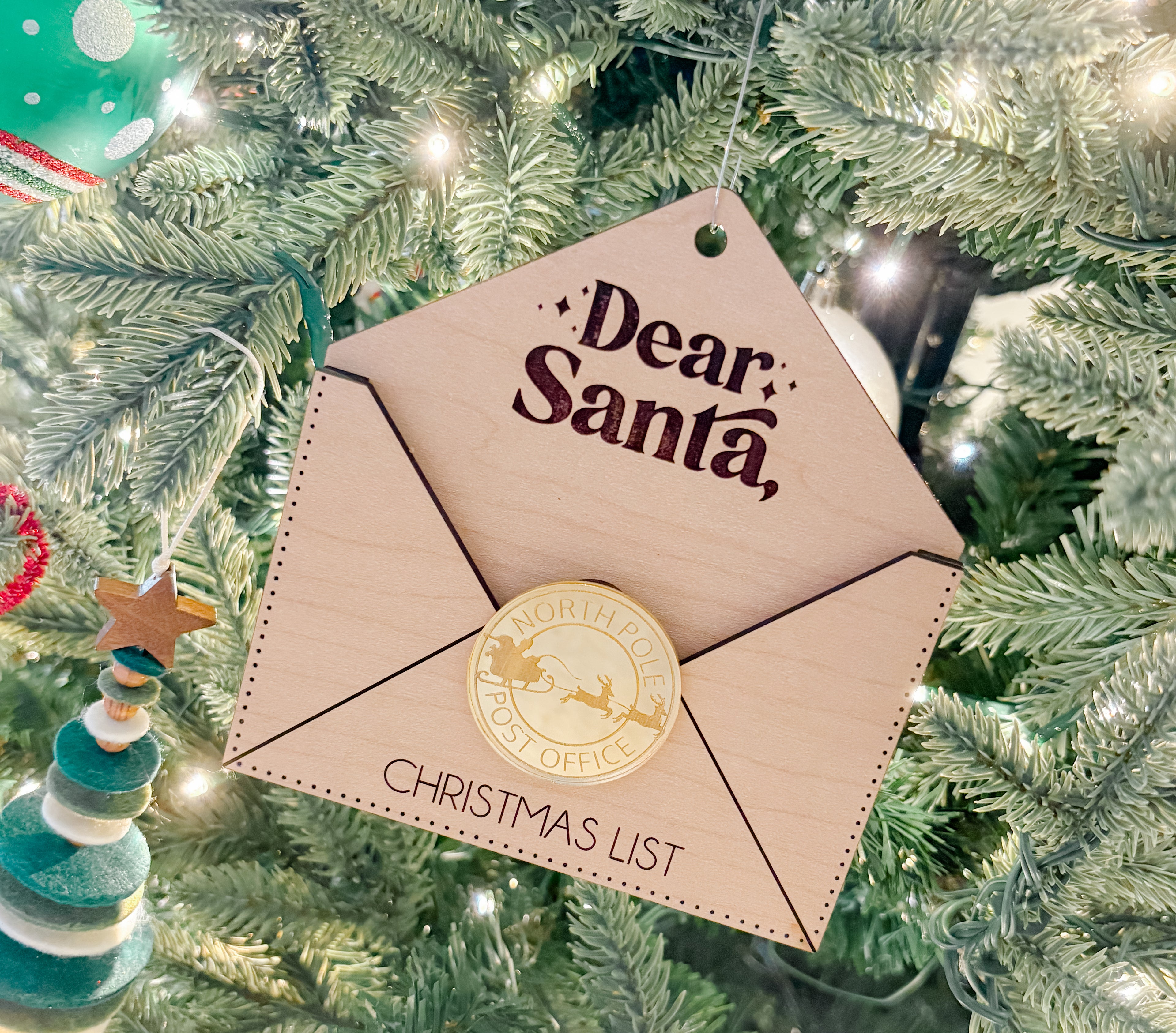 Dear Santa Wooden Envelope – Christmas List Holder, Personalized Holiday Keepsake