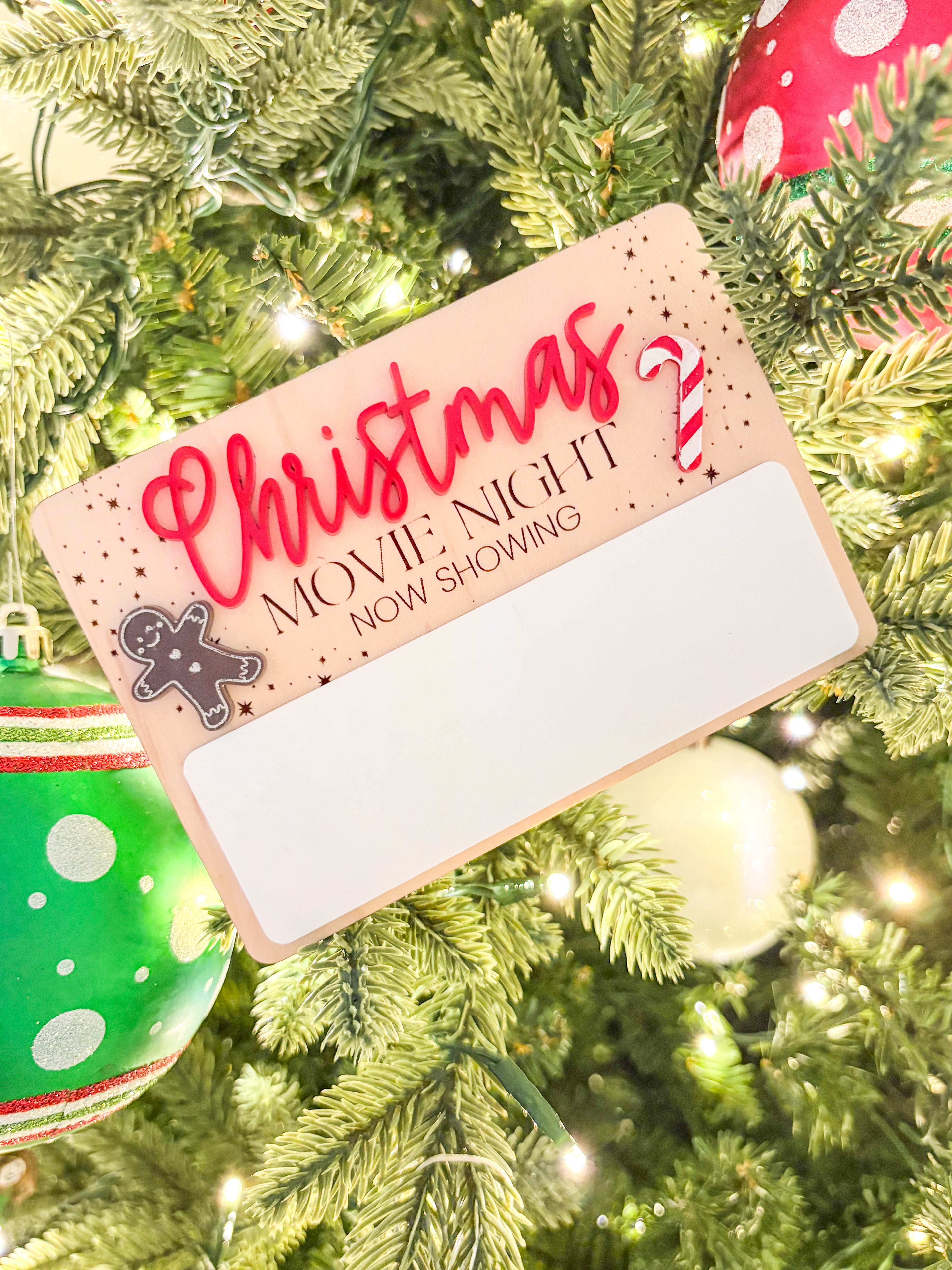 Christmas Movie Night “Now Playing” Dry Erase Board