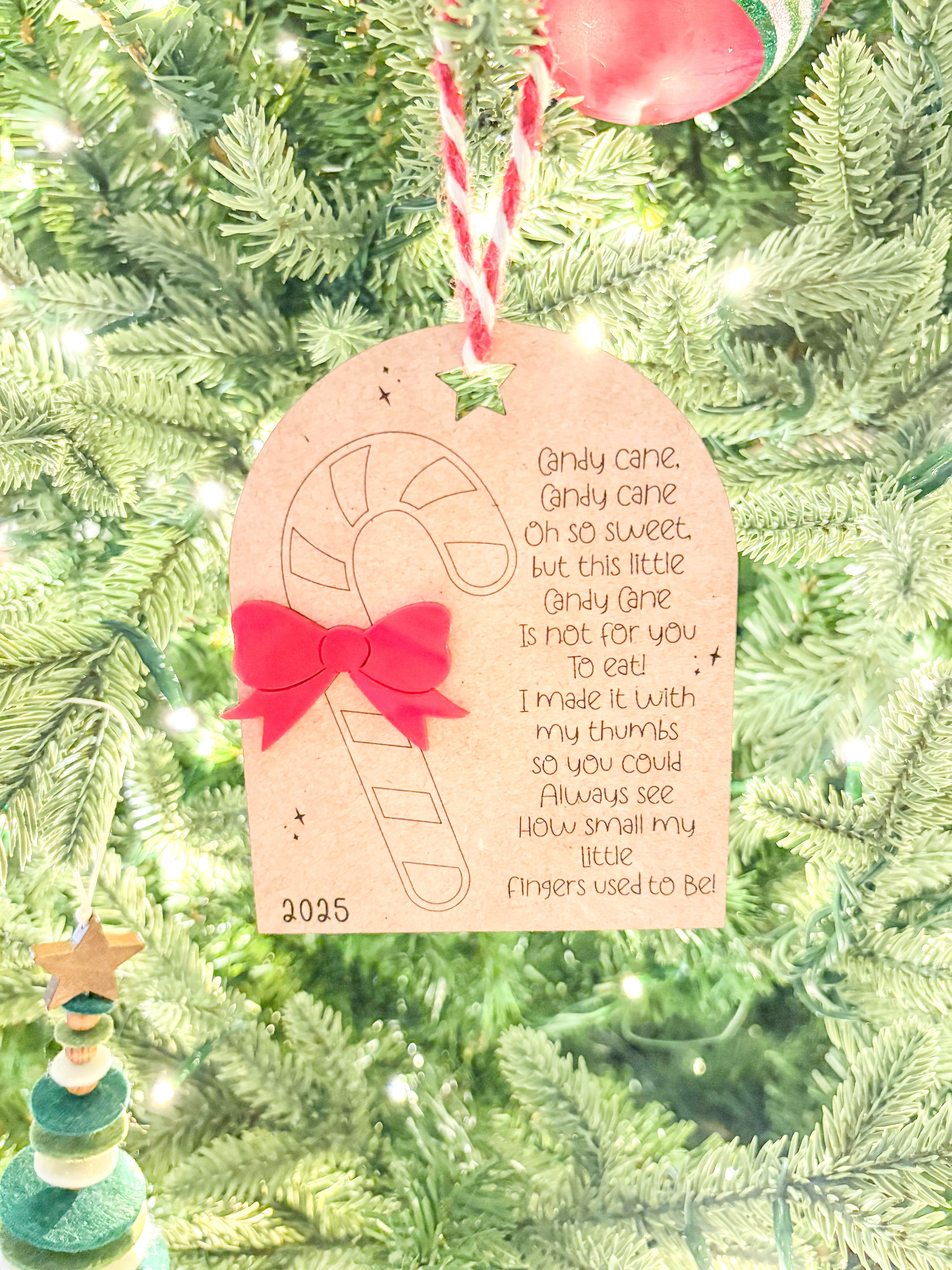 Candy Cane Thumbprint ornament